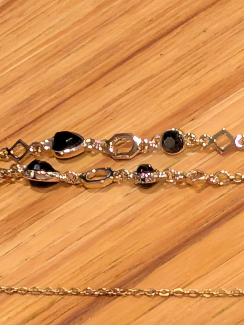 Gold Chain Heart Pendant Necklace with Black Enamel and Crystal Accent